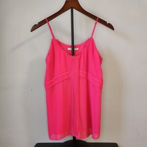 Naked Zebra Cami Top Lace Trim Sleeveless Hot Pink Casual Tank Size S‎